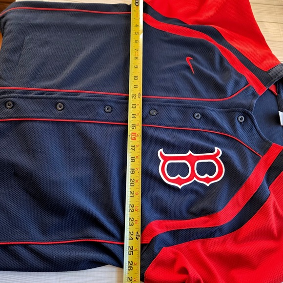 Nike Team Boston Red Sox MLB Baseball Jersey Mens Large Navy Blue Red Button Up - Picture 10 of 11